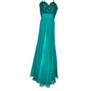 La Femme Teal Sequin Strapless Gown Size 0